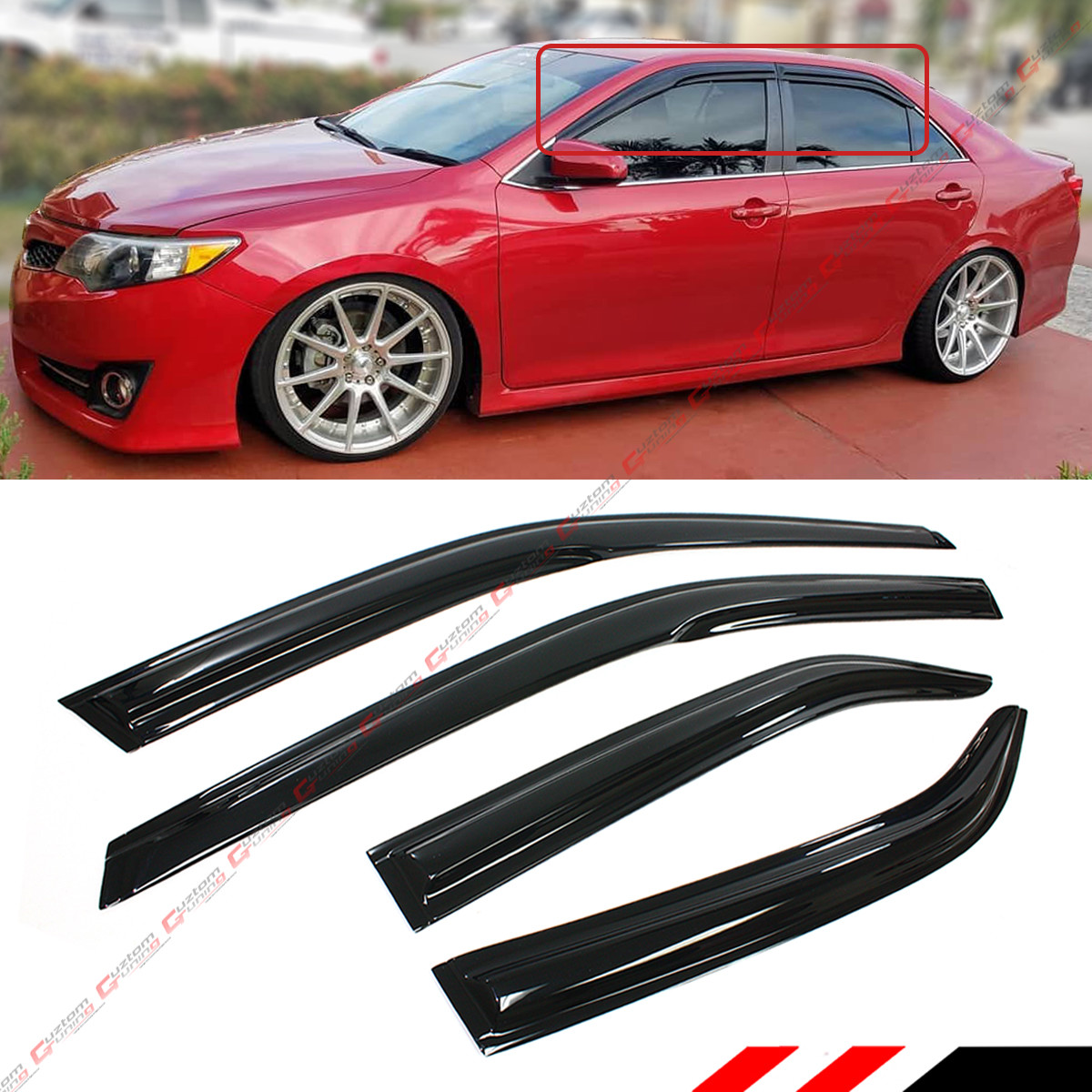 FOR 2012-2014 TOYOTA CAMRY JDM WAVY 3D WAVY DOOR WINDOW VISOR VENT