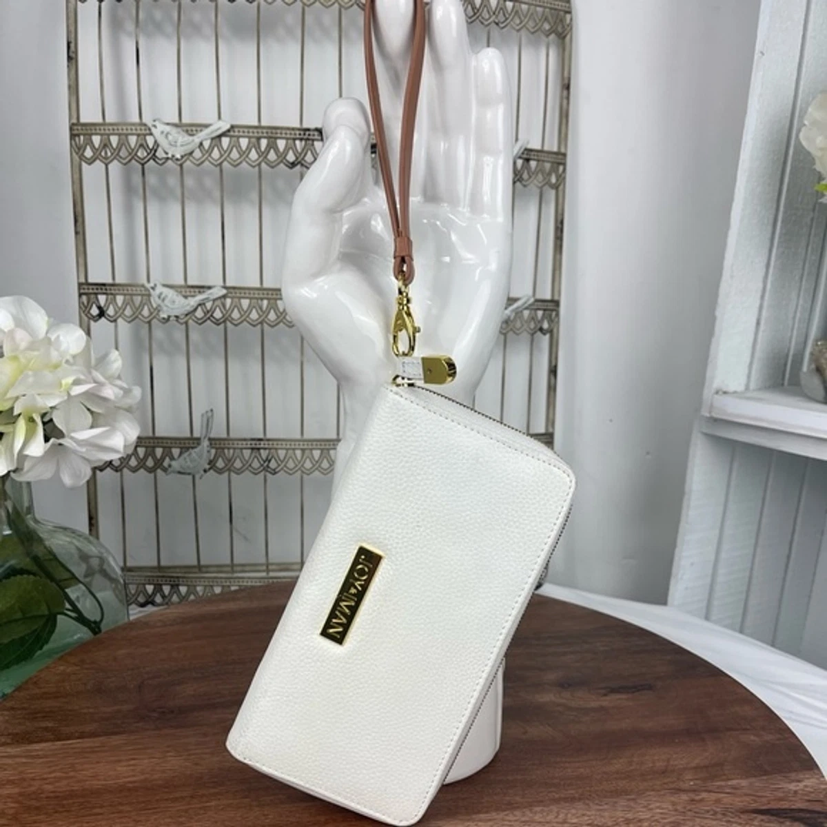 New.Joy Iman White wallet split leather. eBay