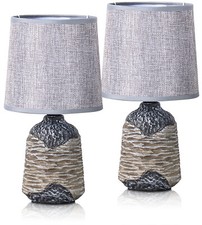 Paquete de 2 lámparas de mesa o mesita de noche BRUBAKER - gris/gris oscuro con base de cerámica, 10,8"