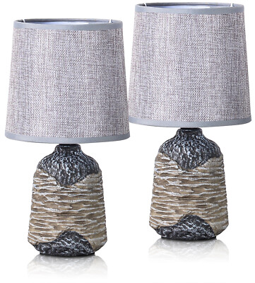 2-Pack  BRUBAKER Table or Bedside Lamps - Gray/Dark Gray w Ceramic Base, 10.8''
