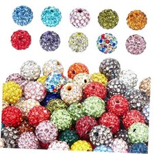 10mm Crystal Beads Rhinestones Beads 100pcs Pave Disco Ball Beads Mixed Color