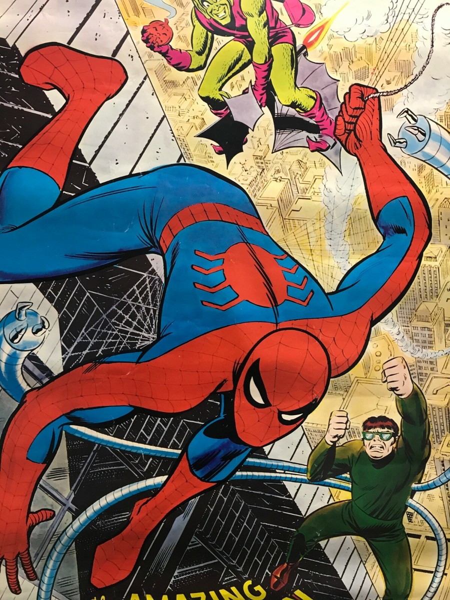 AMAZING SPIDER-MAN Poster John Romita art Marvelmania 1970 Rare
