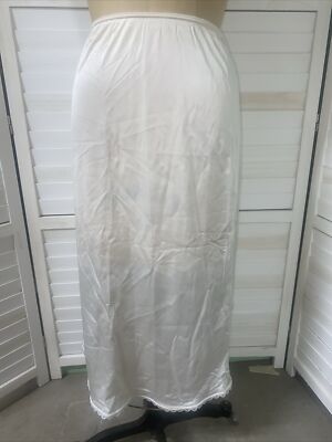 Sears Vintage Half Slip 31  Long Egg Shell White Nylon With Lace Hem Sz Small