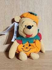 Disney Store 8" Bean Bag Plush Winnie The Pooh Pumpkin Pooh Halloween With Tag