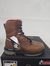 Rocky Mens Dark Brown Leather Rams Horn 800G WP CT Insulated Work Boots, Size 8W
