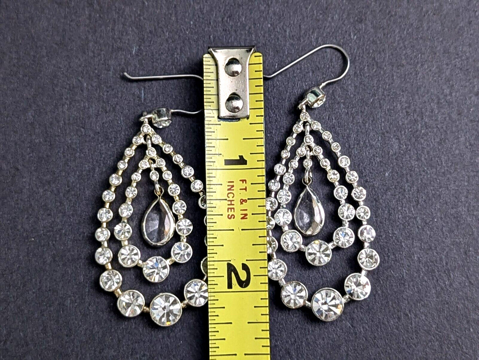 Rhinestone Teardrop Multi Layered Dangle Chandeli… - image 8