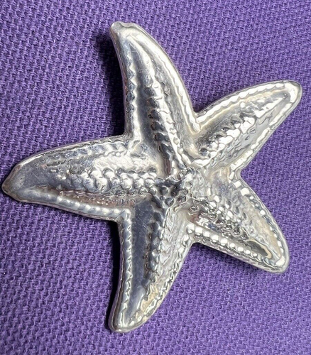 Vintage Starfish 2" x 2" 0.925 Sterling Silver BROOCH Pin Broach - Picture 3 of 4