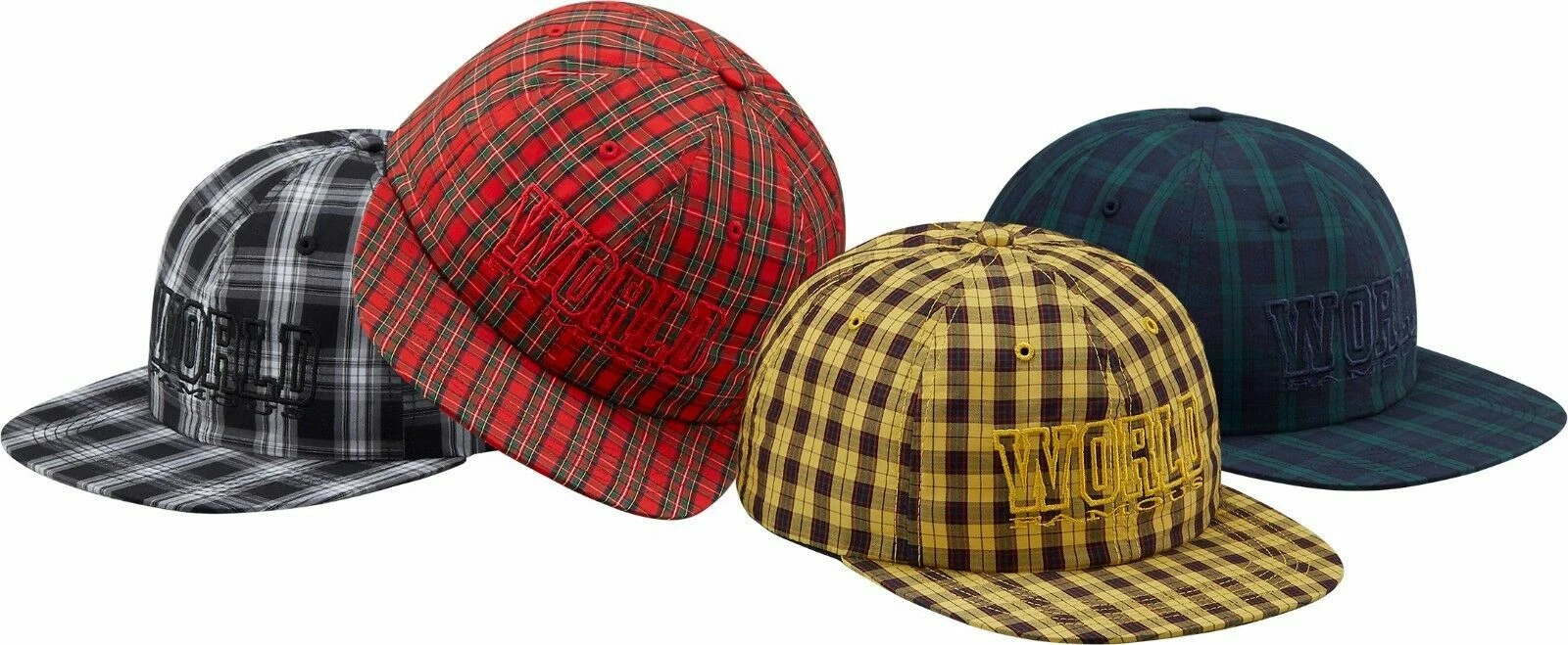 Supreme Plaid World Famous 6 panneaux casquette marine noire F/W 16