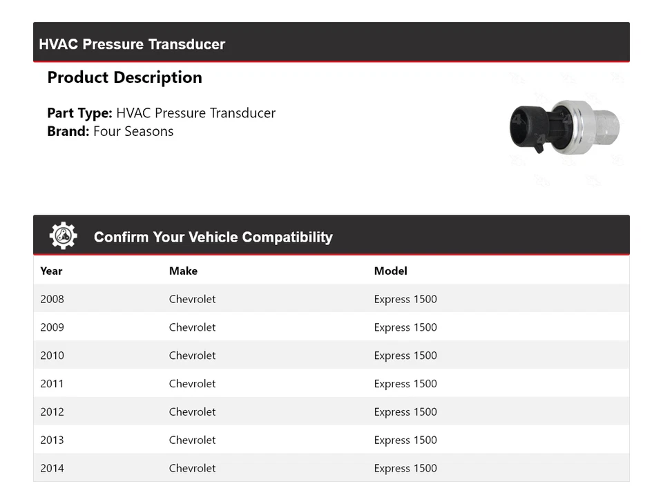 Transductor de presión HVAC para Chevrolet Express 1500 2008-2014 4 estaciones 2009 Foto 2 de 4