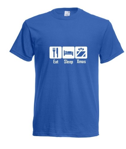 EAT SLEEP XMAS FUNNY CHRISTMAS FESTIVE SLOGAN MEN T-SHIRT SIZE FROM S TO XXXL - Picture 2 of 4