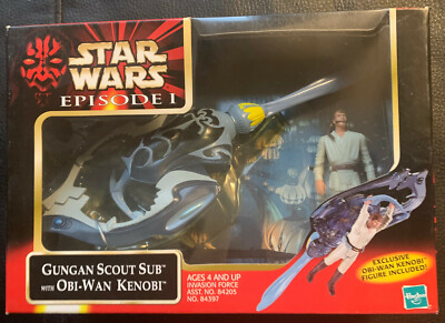 STAR WARS EPISODE 1 GUNGAN SCOUT SUB / OBI-WAN KENOBI 1999 HASBRO NEW SEALED