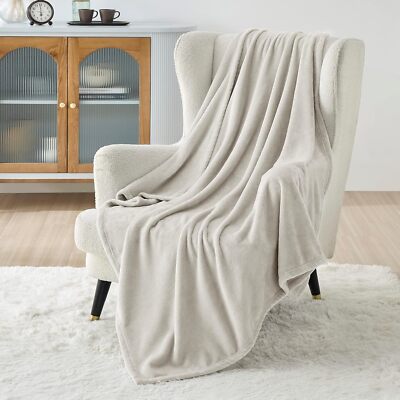 Bedsure Fleece Blanket 50x70 Linen - Throw XL (50'' x 70''), 