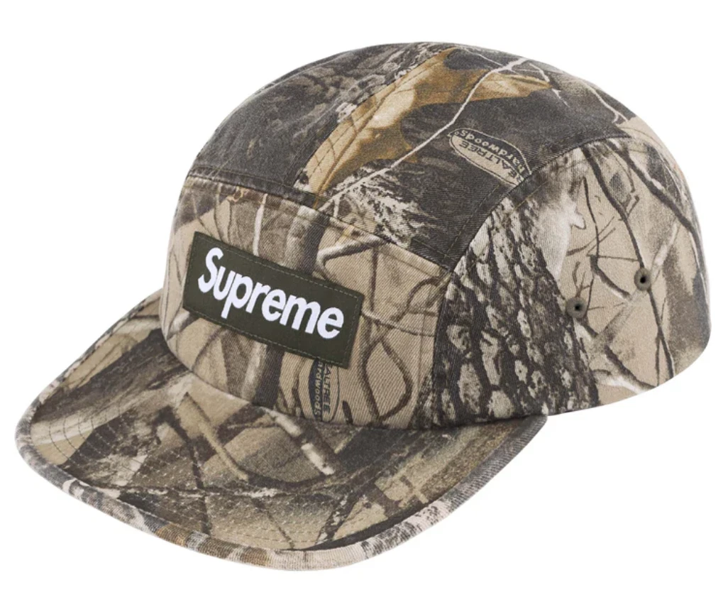 Casquette de camp Supreme en sergé chino lavé camouflage, OS SS25