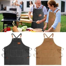 Canvas Tool Work Shop Apron Heavy Duty Woodworking Pockets Chef Workshop New