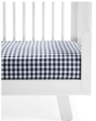 navy gingham crib sheet