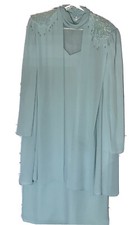Vintage David Rose Mother of the Bride Dress Size 8 Sequin Blue Green Style 2718