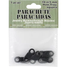 Pepperell Parachute Cord Jewelry Buckles 5mm 5/Pkg-Black, PCBUC10D