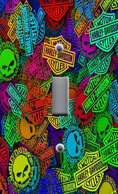 Harley Davidson Multi Color MAN CAVE  Light Switch Wallplate Outlets Switchplate