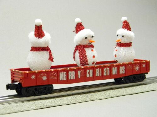 MTH RAILKING CHRISTMAS GONDOLA WITH LEDs & LIGHTED SNOWMEN O GAUGE 30-72210 NEW - Picture 2 of 9