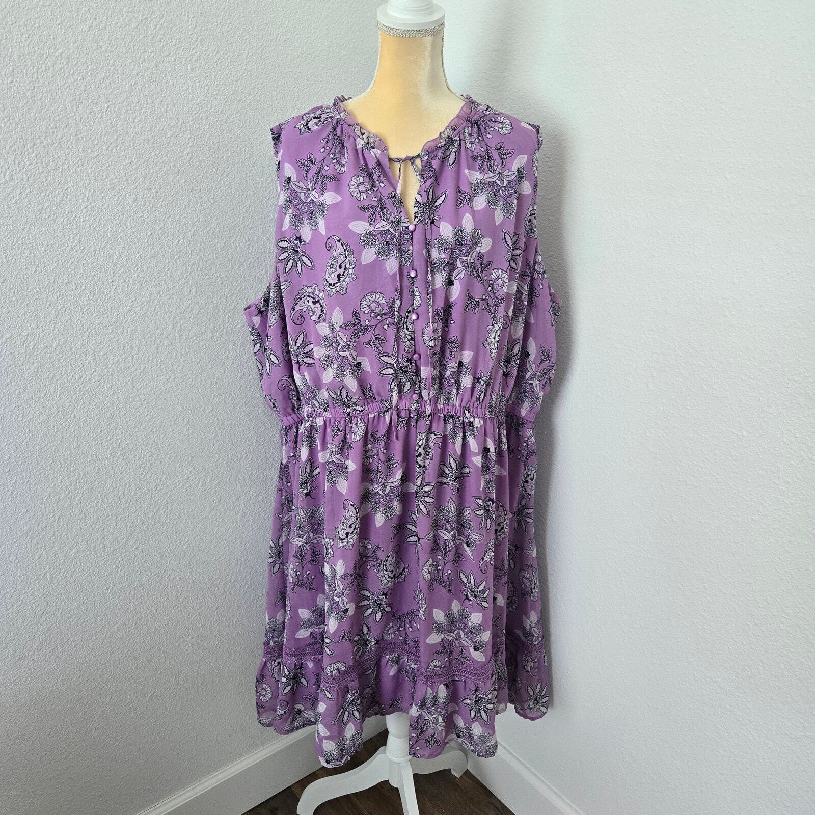 Lane Bryant Women's Purple Paisley Sleeveless Spring/Summer Dress