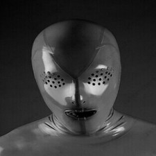 Latex Hood Grey Rubber Mask with Eyes Honeycomb Opening and Mouth Sheath Cosplay