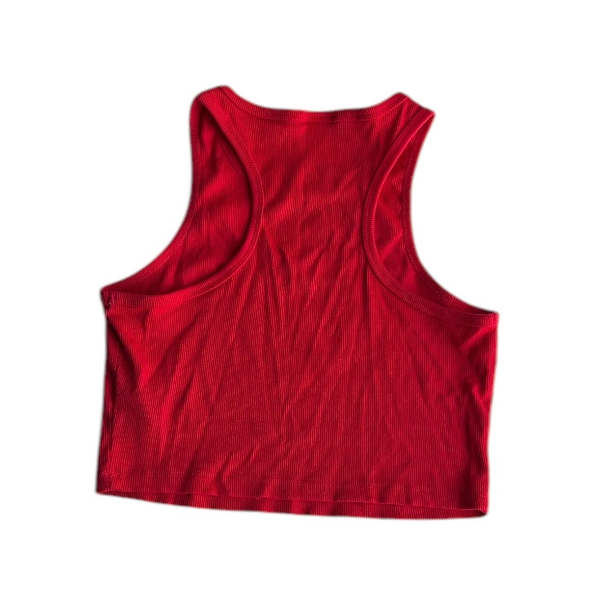 Forever 21 Kodak Crop Sleeveless Tank Top Women's Size Large L Red Cotton  Blend