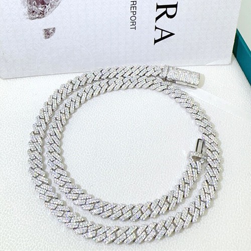 Herren 8 mm Moissanit Kubanische Gliederkette Iced Hip Hop Halskette 925 Sterlingsilber