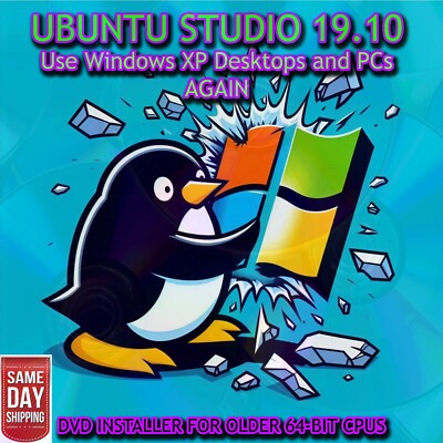 Ubuntu Studio 19.10 Installer DVD - Perfect for Older 64-Bit Computers! Secured