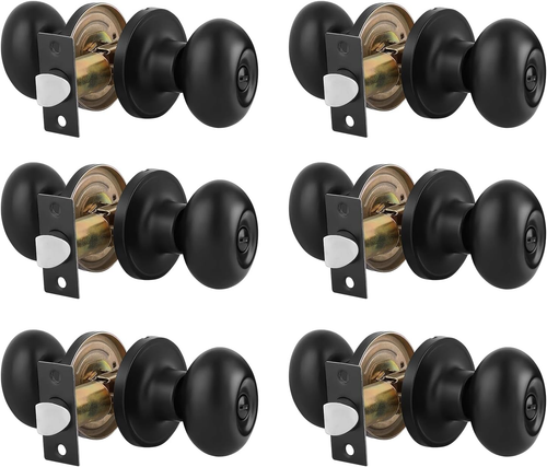 Egg Style Privacy Knobs for Bedroom Doors without Key in Black,Oval Interior Doo
