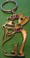Kitty CAT outline metal figure keyring key chain keychain 3"