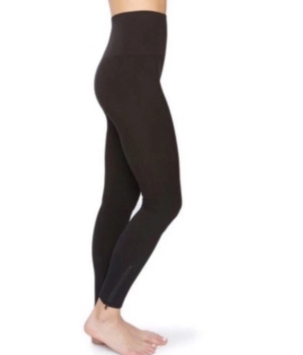 Spanx Seamless Side-Zip Leggings in Very Black sz:S