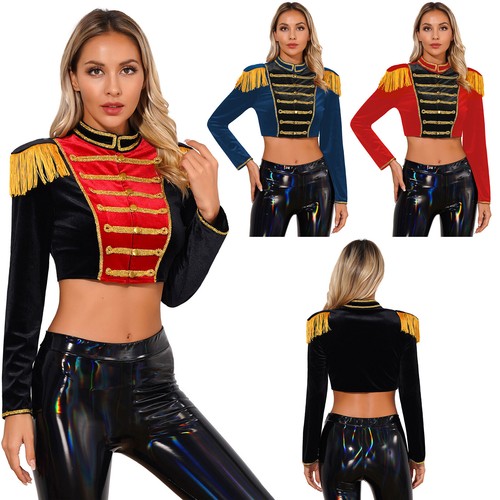 Womens Steampunk Long Sleeve Crop Jacket Coat Medieval Circus Fancy Dress Up - Picture 6 of 45