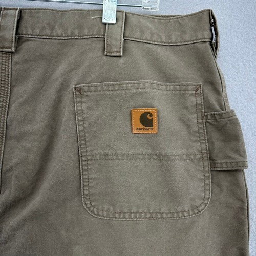 2016 Carhartt Dungaree Carpenter Pants Work Utility Brown Cotton Mens 40x30 (38)