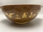 Vintage PYREX Early American Cinderella Bowl 444-4 Qt Gold & Brown Made USA