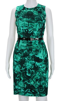 MICHAEL KORS Emerald Green Duquette's Iconic Malachite Print Coktail Dress  4