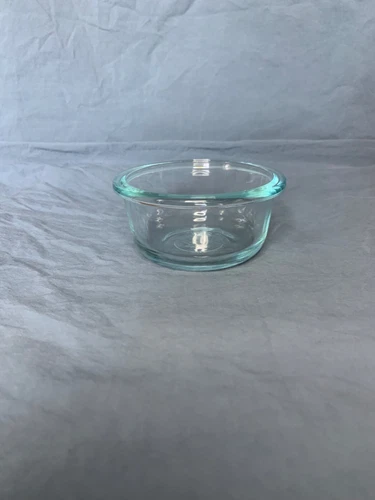 Pyrex #7202R 1 Cup 4" Storage Container Bowl Clear w/ Light Blue Tint Lip Rim