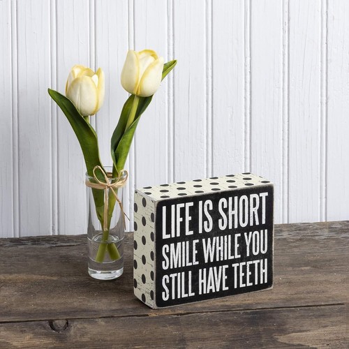 Primitives by Kathy Box Sign Smile Still Have Teeth Aging Humor Gift Home Decor - Picture 2 of 3