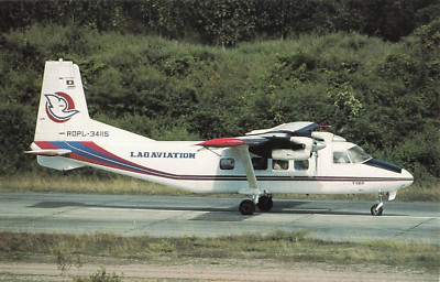 Postcard Airline LAO AVIATION Yunshuji Harbin Y12 II RDPL-34115 CC10.