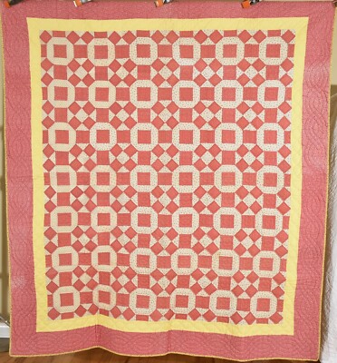 GRAPHIC Vintage 1940's Rolling Stones Antique Quilt ~NICE HAND QUILTING!