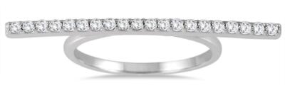 ESTATE .30CT DIAMOND 14KT WHITE GOLD 3D CLASSIC ROUND BAR FUN LOVE RING
