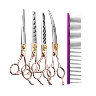 Fenice Peak 7.5'' Professional Dog Grooming Scissors Set Rose Gold