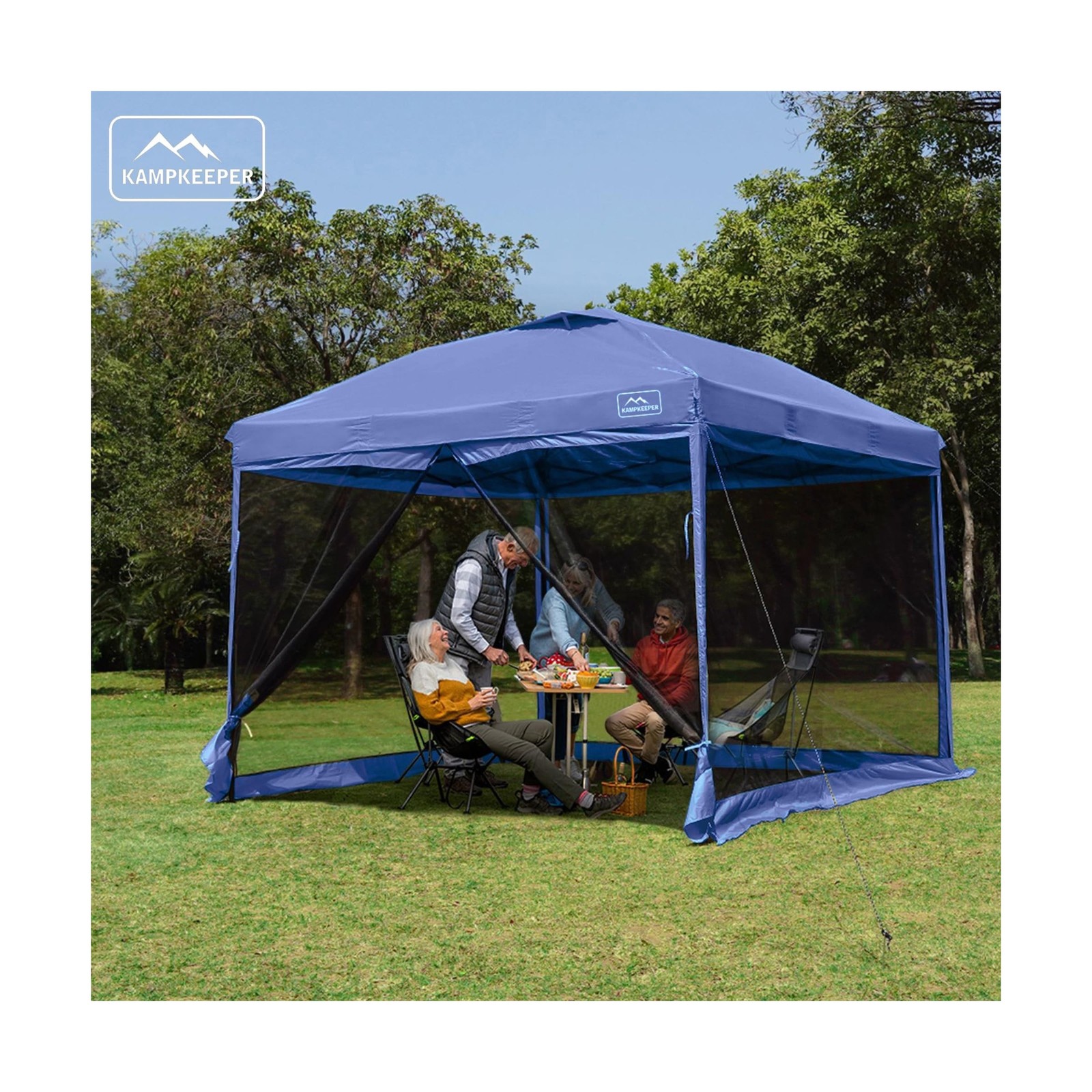 KAMPKEEPER 10x10 Pop-Up Canopy Tent, Waterproof Portable Shade with Screen Wa...