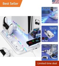 Stylish PS5 Cooling Stand with RGB, Dual Controller Charger Effective Cooling
