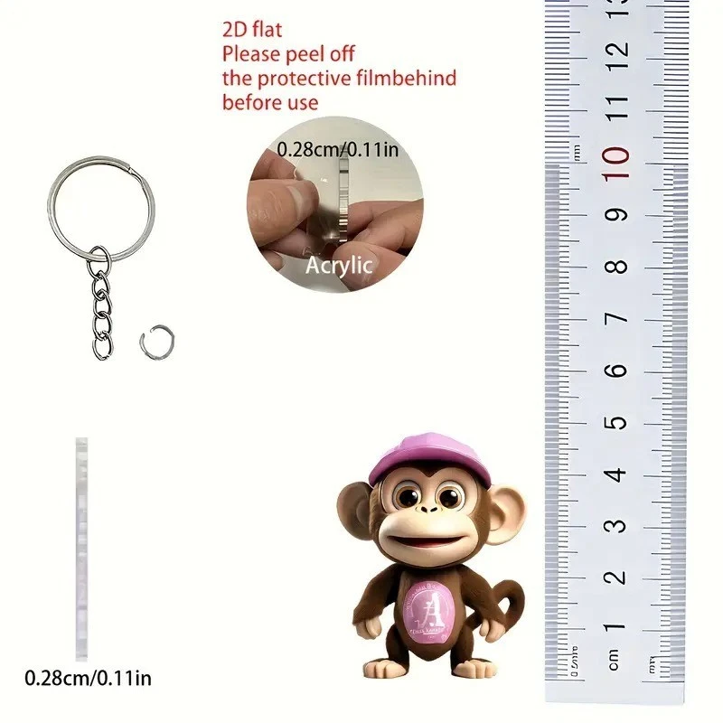 2D Acrylic Monkey Keyring (1Q) * - Image 3 of 3