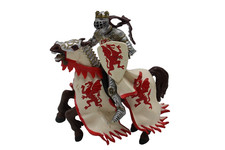 PAPO 2004 Knight on Horse White Red - Fantasy Medieval Plastic Toy Figure