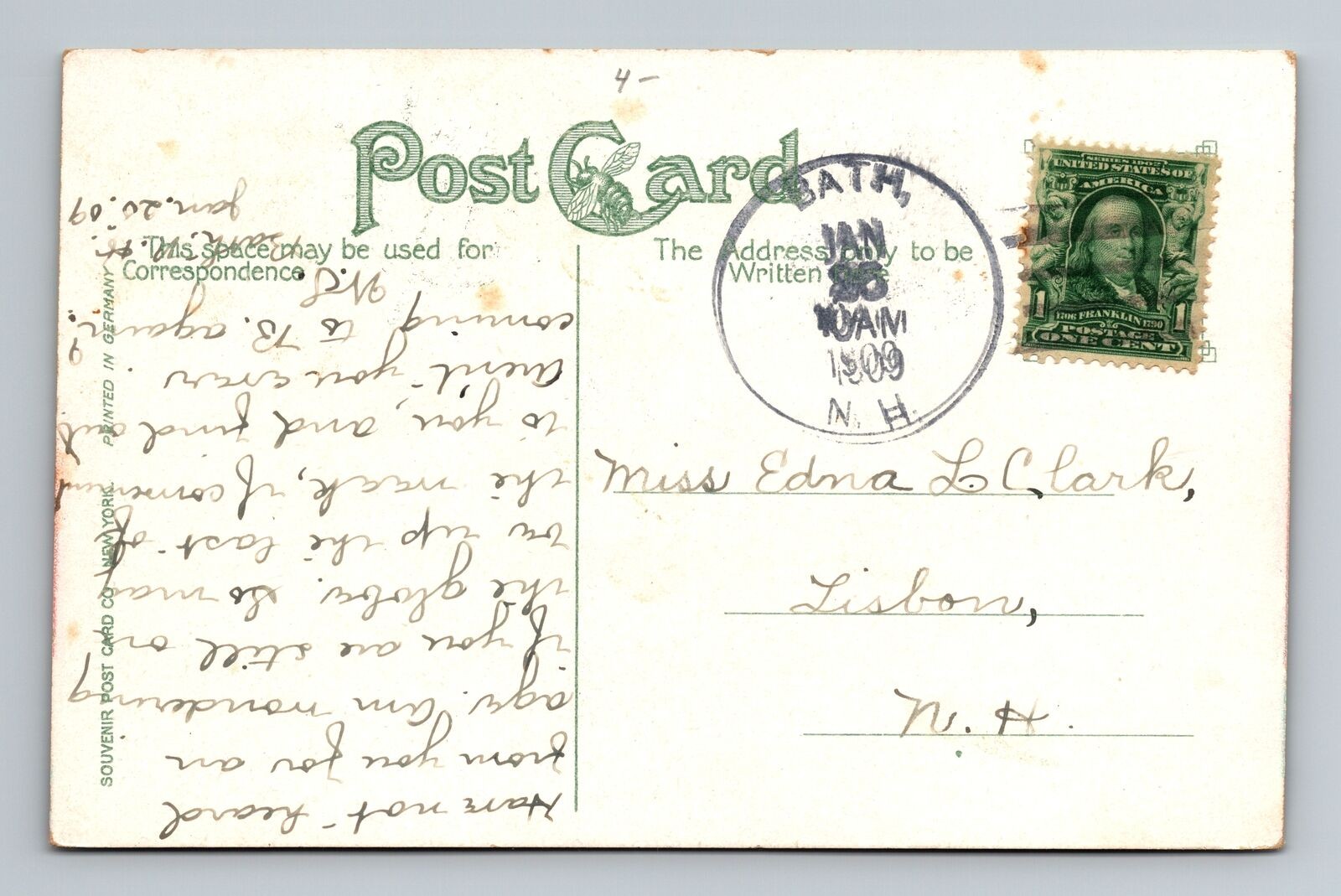 Nashua NH-New Hampshire, Armory, Antique, Vintage c1909 Souvenir Postcard