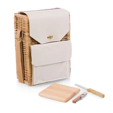 Corsica Wine & Cheese Picnic Basket with Board, Knife & Corkscrew – Gift Set