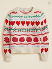CrewCuts By J. Crew Girls Rosette Fair Isle Sweater Crew Neck Medium 8-9