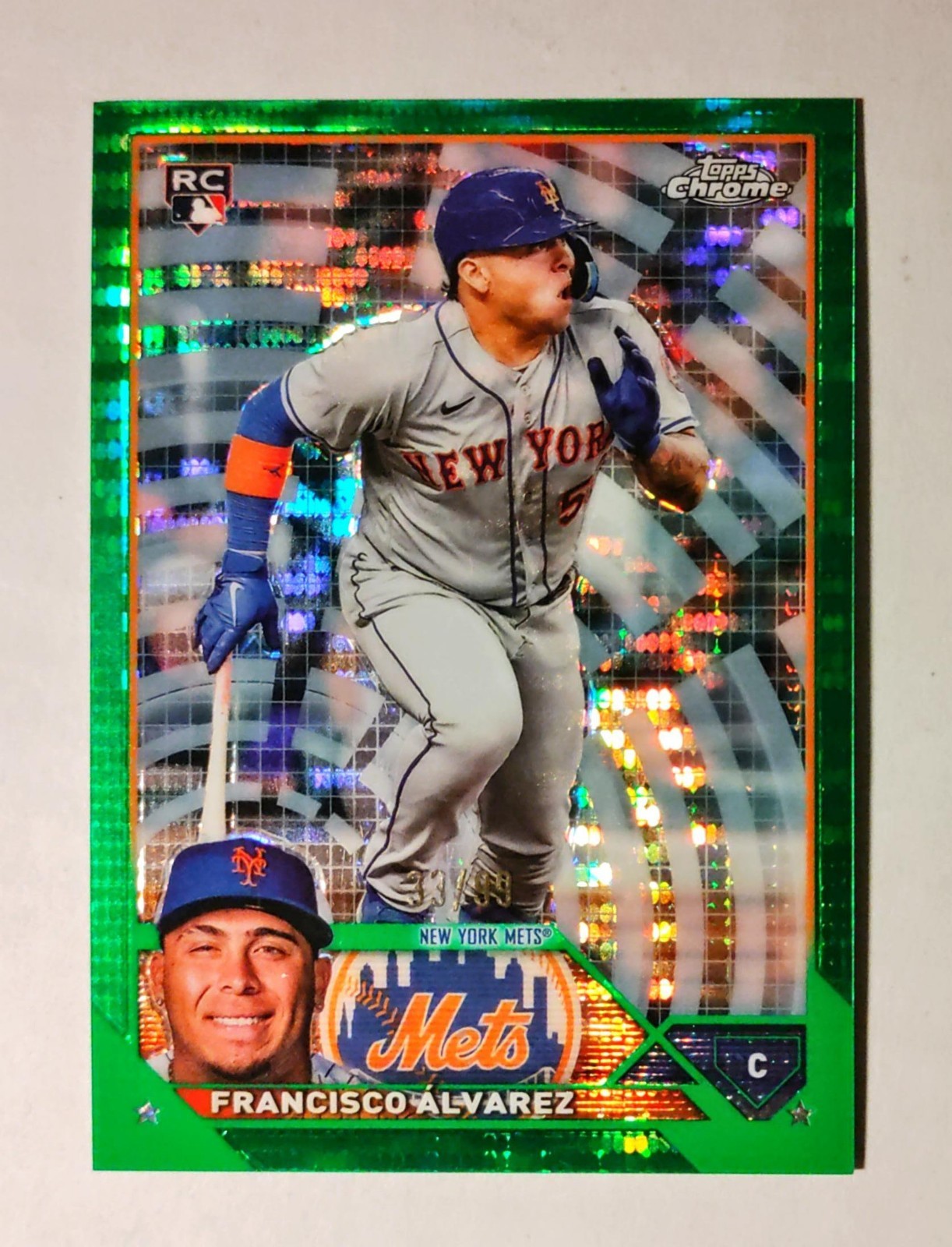 Francisco Alvarez 2023 Topps Chrome #203 Rookie GREEN Sonar REFRACTOR 33/99 E6