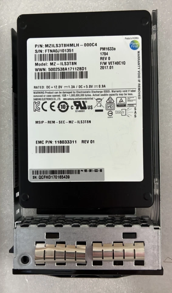MZ-ILS3T8N SAMSUNG PM1633a 3.84TB SAS 12Gb/s 2.5'' SSD EMC 118000519 118033311 - Image 2 of 3